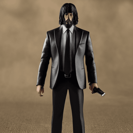 AI generated: john wick as a toy, funko style, full body, 4k, studio lighting, wearing police uniform, 3d