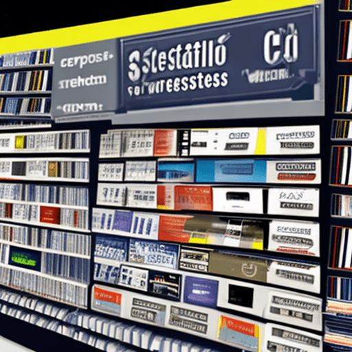 AI generated: Software store that sells cd keys for the label : CDSquare in a unique futuristic way