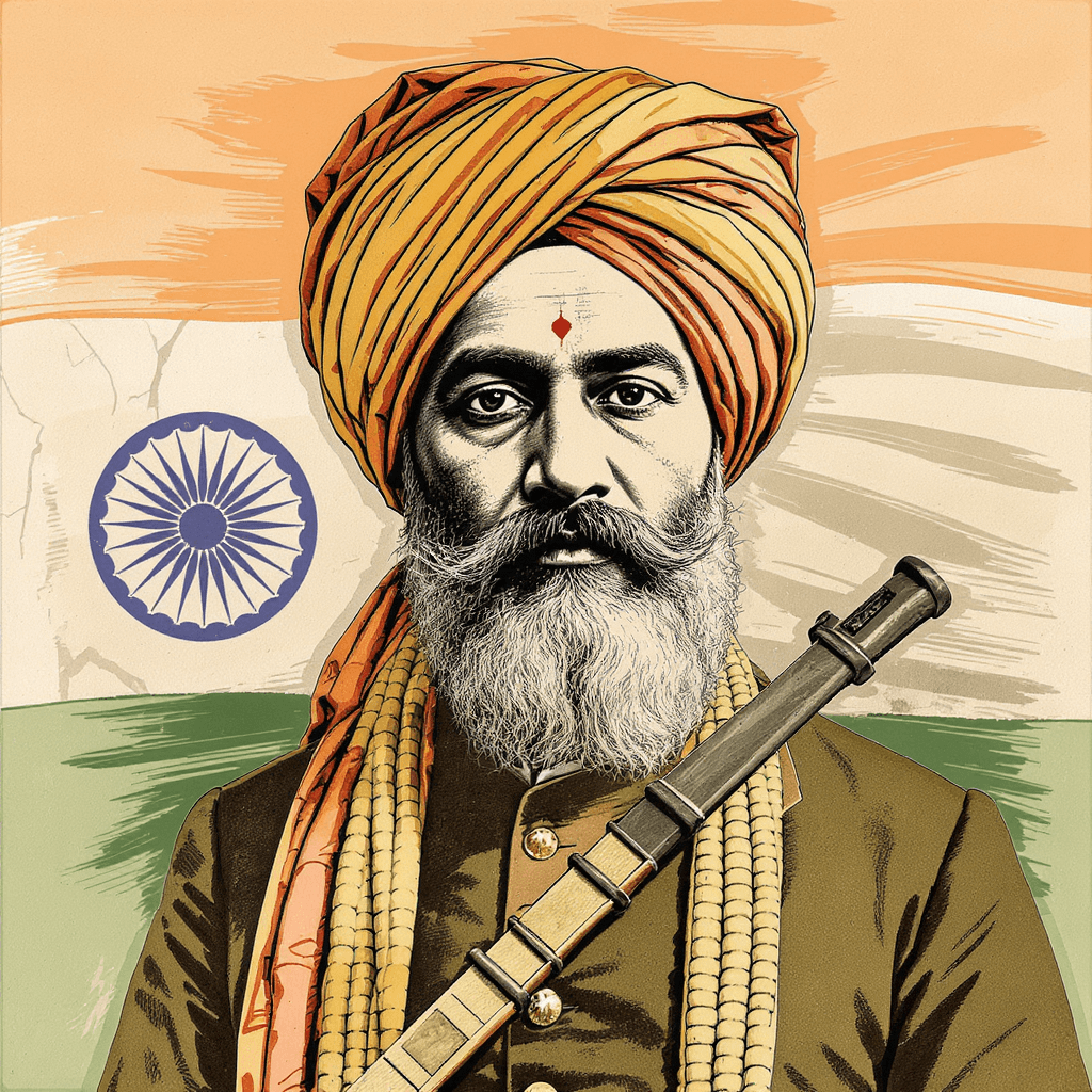 AI generated: generate an image of indian freedom fighter at the time of 1901 eg. bhagat singh
