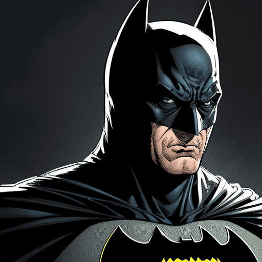 AI generated:  comic book art, BATMAN, highly detailed, in the style of Stan Lee 