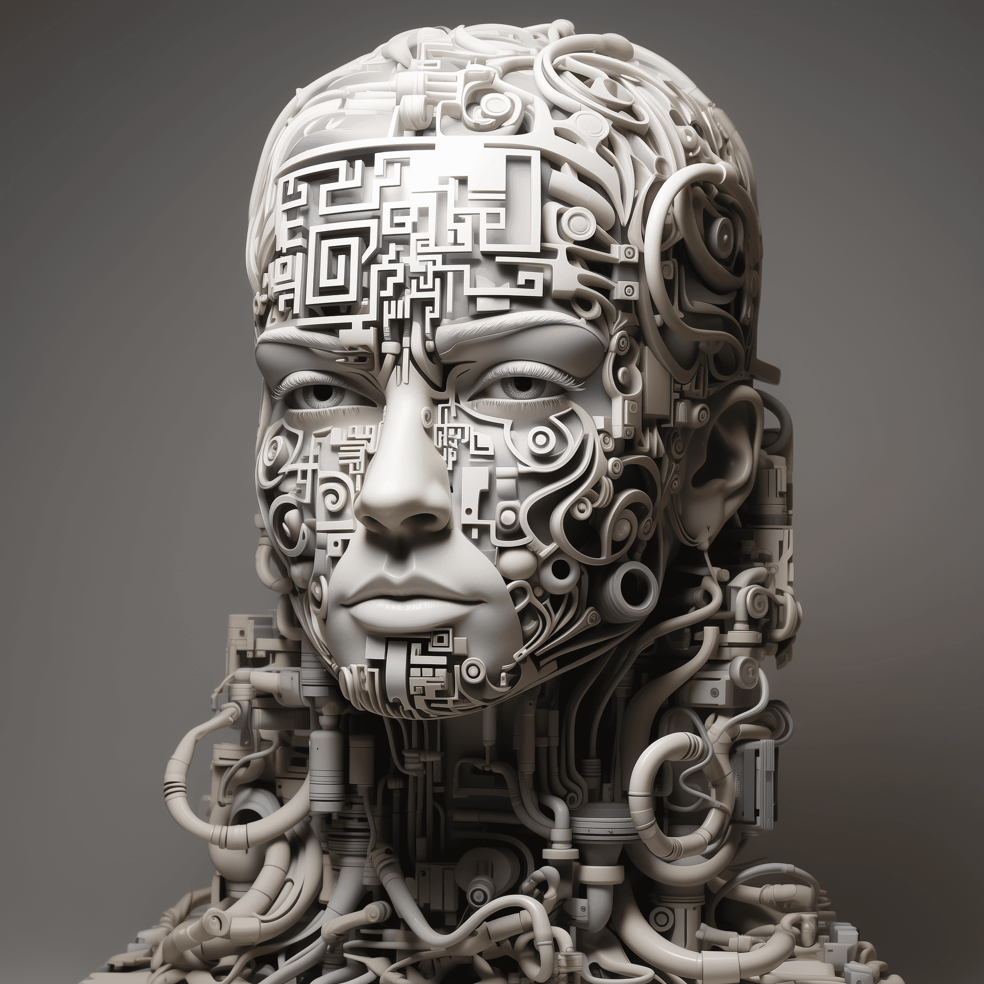 AI generated: A human head in Blender style, 3D unique art of a QR Code Human. A Human with QR Code features, huma...