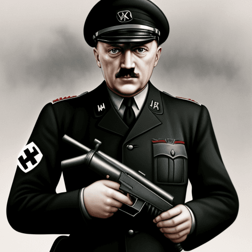 AI generated: Hitler with a MP40 in his hands