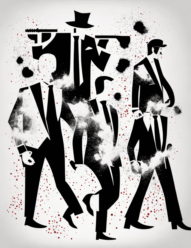 AI generated: 2D illustration of In mafia mens strong outlines, bold traces, high contrast, (professional vector),...