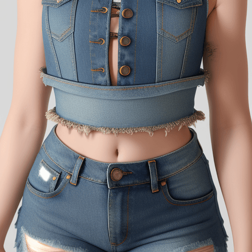 AI generated:  girl with mohawk crop top denim vest