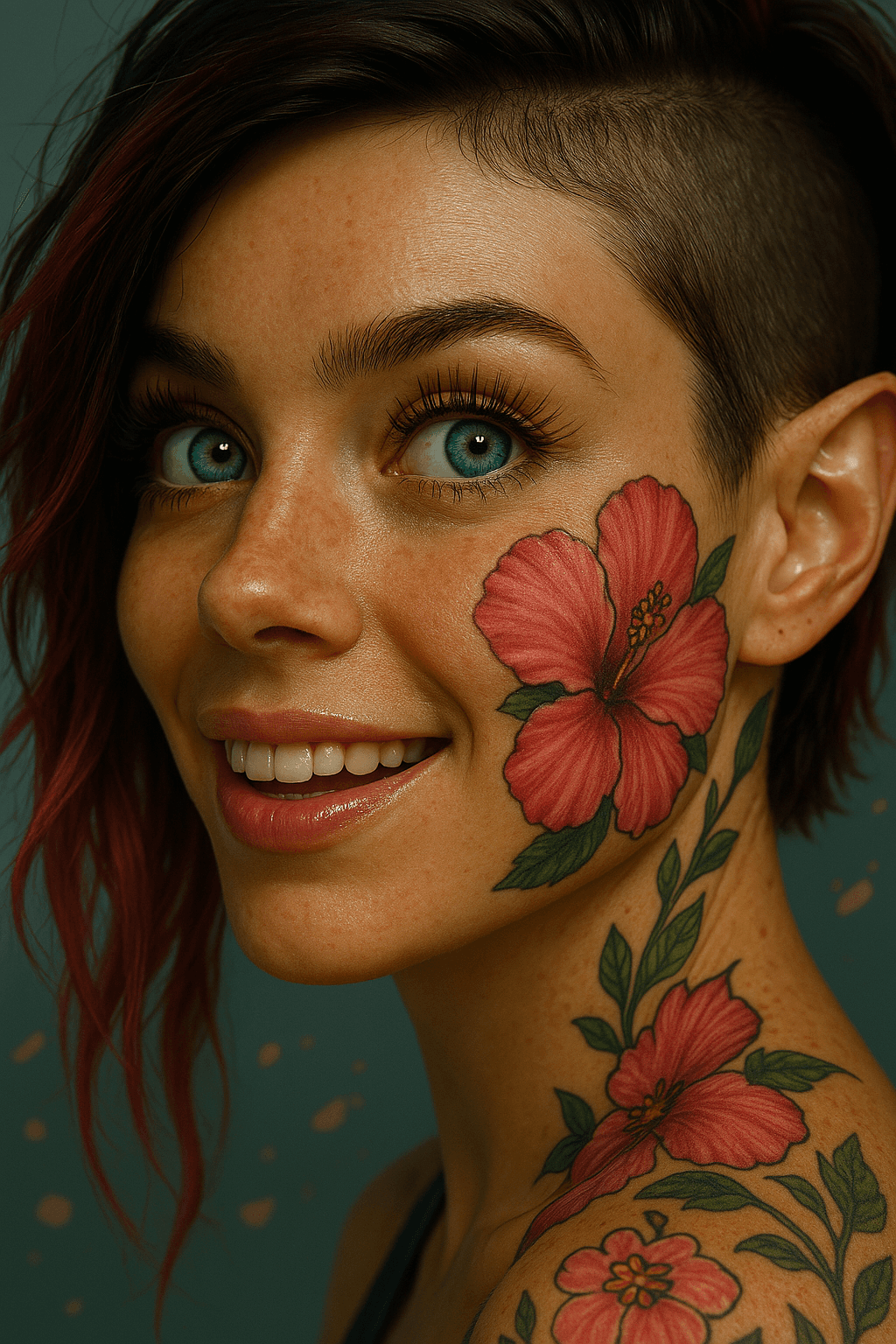 AI generated: Hyperrealism, extreme close-up Portrait of a beautiful, stunning unique female character. She has la...