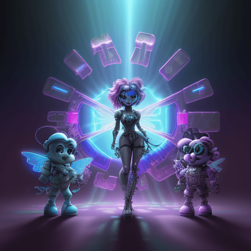 AI generated: a synthwave steampunk 3D rendering featuring Trippycute Smurfs lsd smiley tattoed psychedelic liquid...