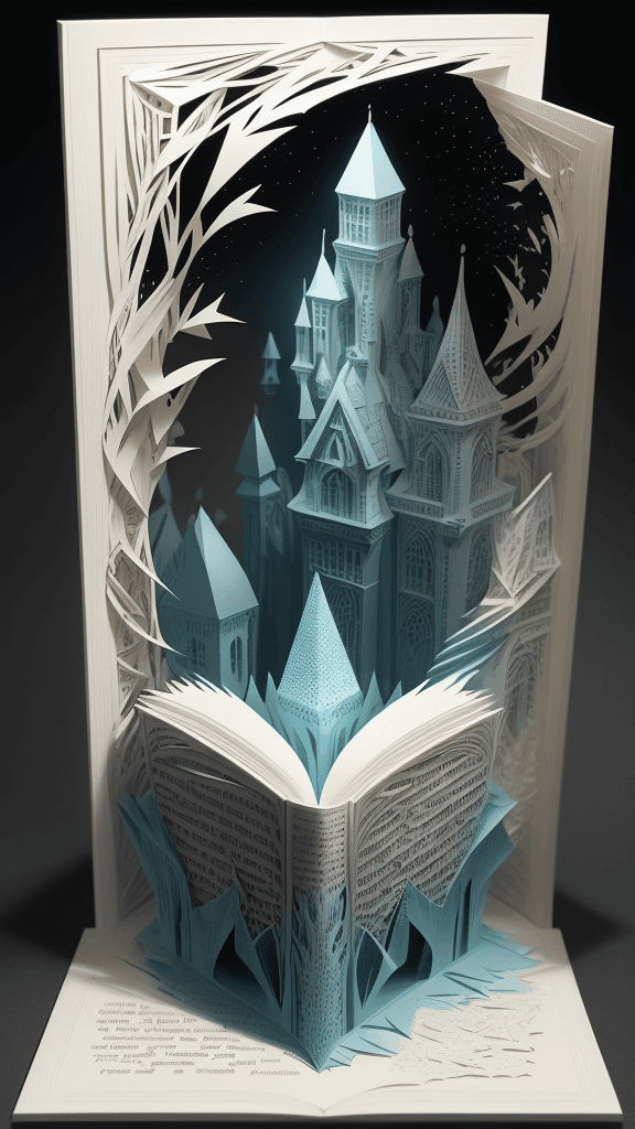 AI generated: "Beyond the Pages" - Craft a mesmerizing open book 3D paper cut art that defies the boundaries of im...