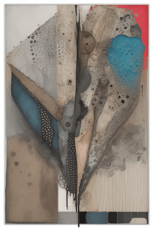 AI generated: trypophobia, mixed media collage, abstract,geometric,mulit-layer, fine lines,tri-tone,expressive,pat...