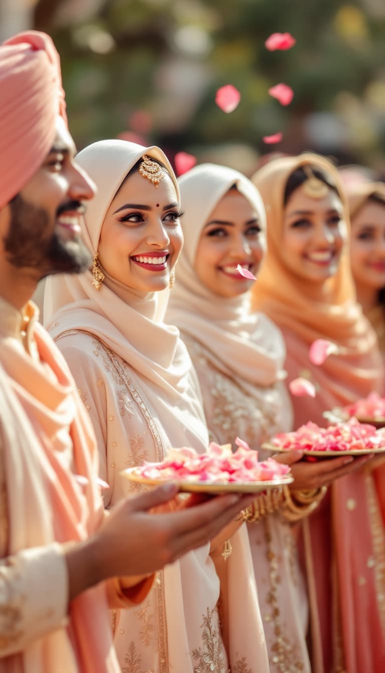 AI generated: Guests in Traditional Attire
A close-up shot of the guests, all dressed in traditional attire, some ...