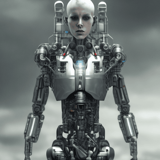 AI generated: Androgynous cyborg, unique, but in natural shots, grungy, apocalyptic, dramatic light, city backgrou...