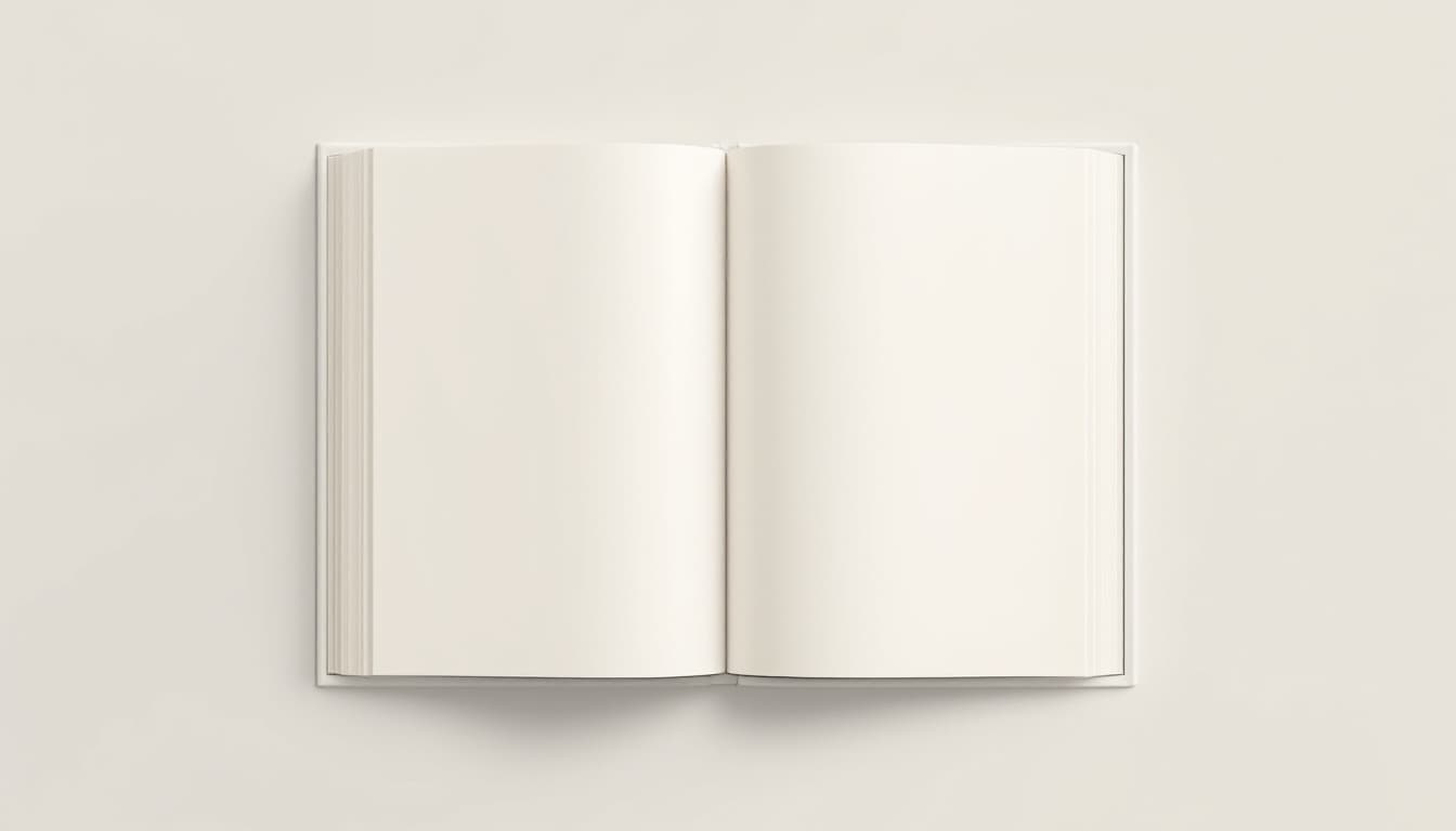 AI generated: A flat and simple template of an open book with two pages visible side by side. The pages are blank,...