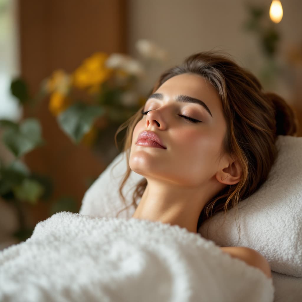 AI generated: “uma mulher tratamento de relaxamento em um spa em uma clinica confortável,sofisticada.“