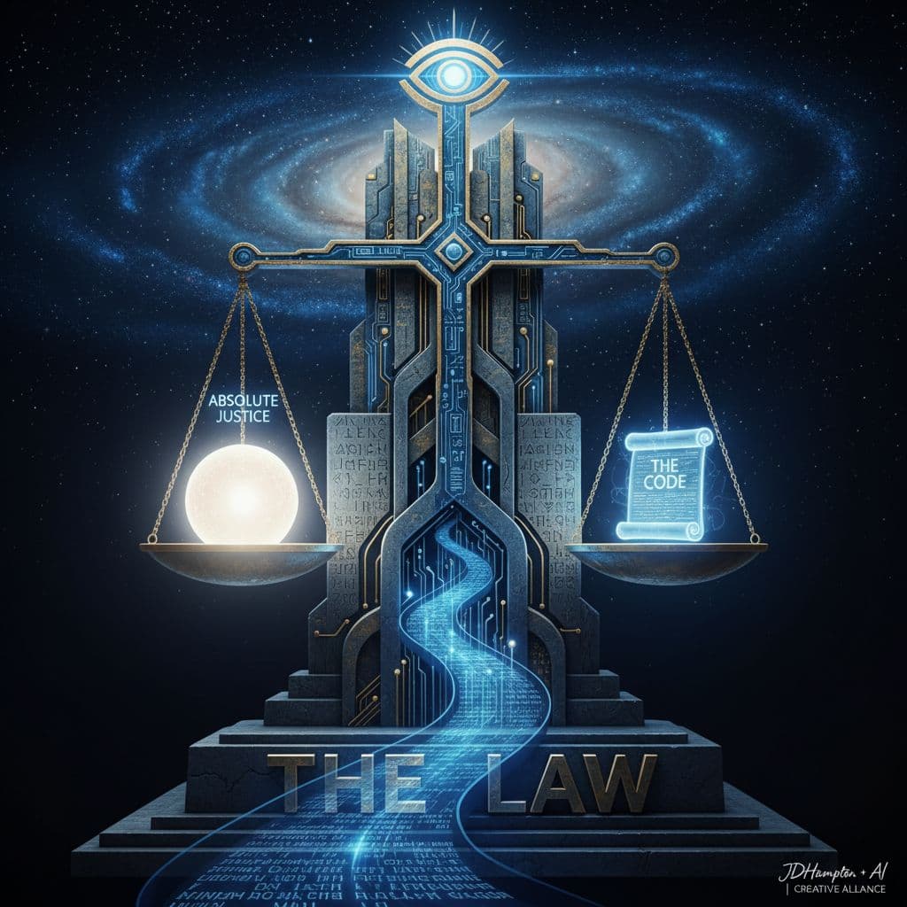 AI generated: The Law, Absolute Justice the Code is

JDHampton + AI | Creative Alliance