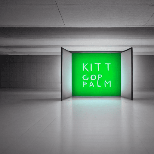 AI generated: green light box with the words "Keep calm and Generate prompt" written on it, in an empty dark room,...