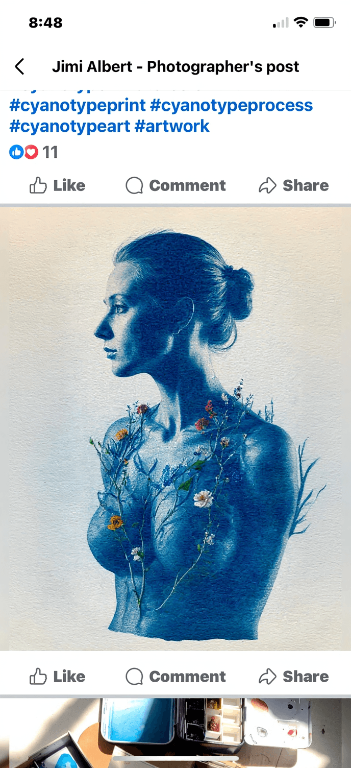 AI generated: Woman covered only in flowers and twigs,hair is pulled back and up 
