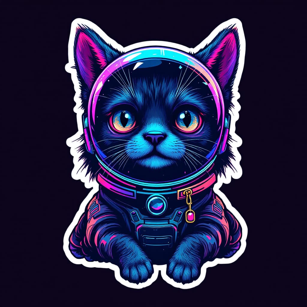 AI generated: Retro Space dog Sticker | Cosmic dog Decal | Laptop & Phone Decoration Cool holographic-style sticke...