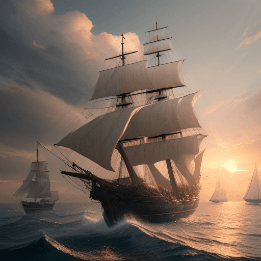 AI generated: Photo of a ultra realistic sailing ship, dramatic light, pale sunrise, cinematic lighting, battered,...