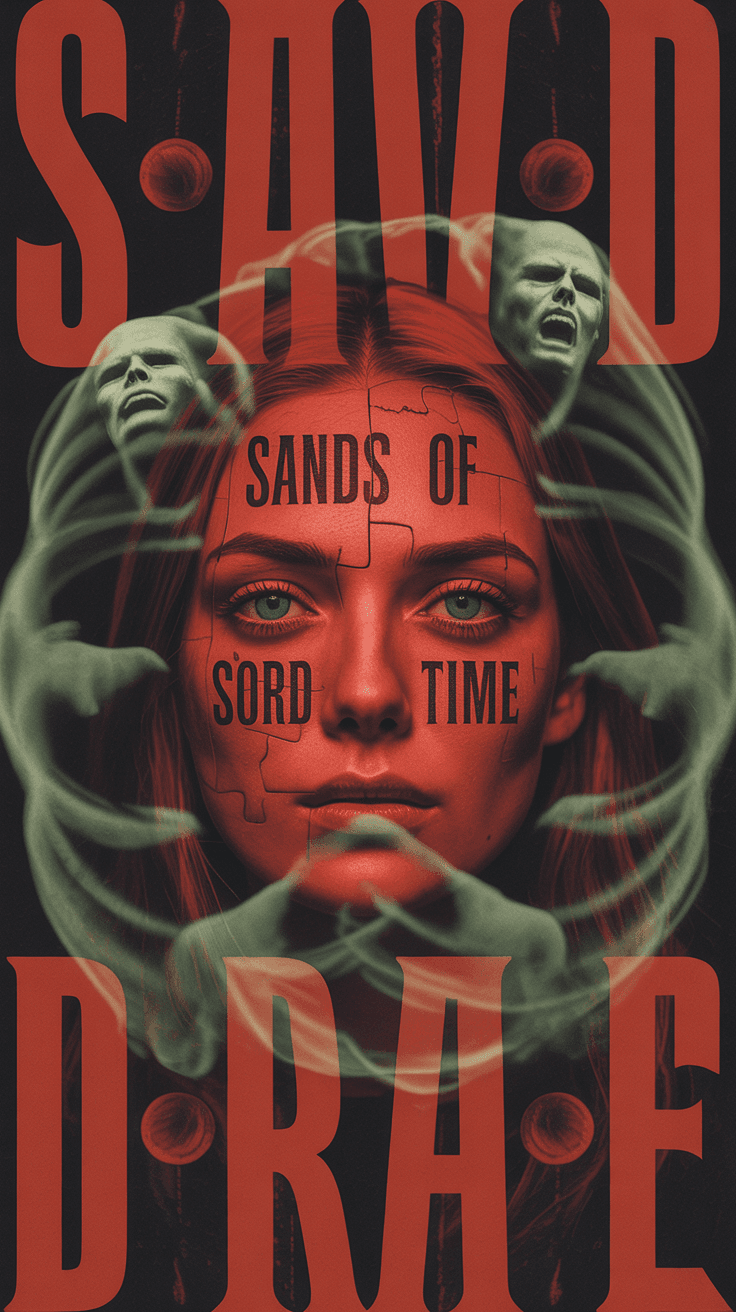 AI generated: A haunting surreal poster design with a high-contrast red and black duotone palette, inspired by ret...
