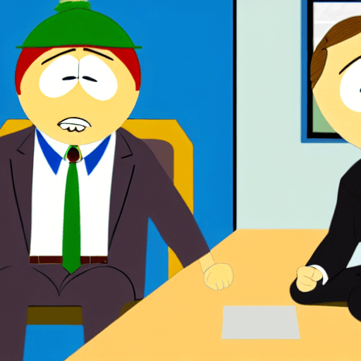 AI generated: Job interview. two people are sitting at a table, opposite each other. They are talking, one person ...