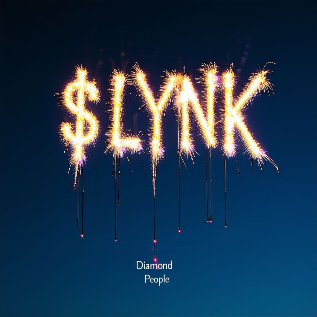 AI generated: cgi hyper realistic neon text "$LYNK"  spelled out as fireworks in the sky with smaller text "Diamon...