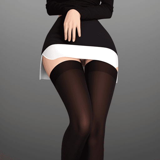 AI generated: slim fit girl wearing only high thigh black stockings