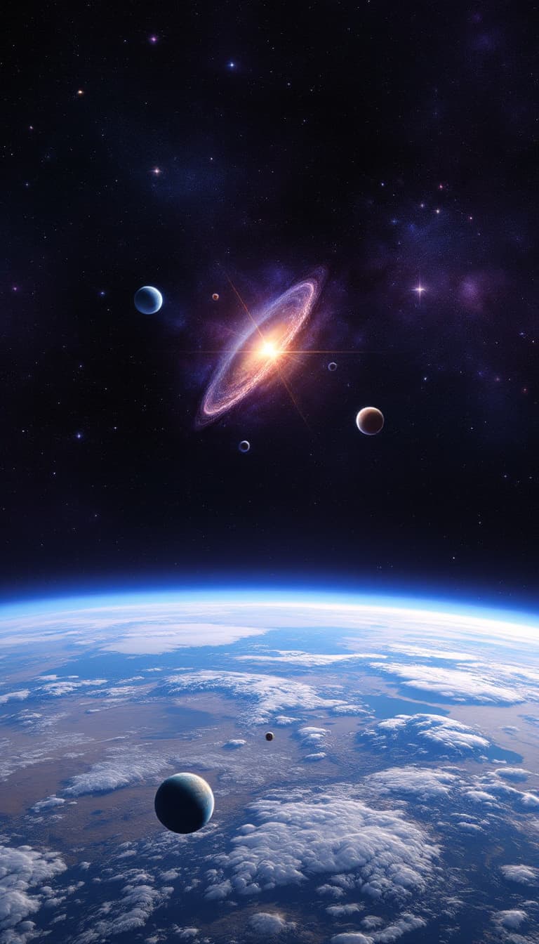 AI generated: Galaxy, Zoom Planets,