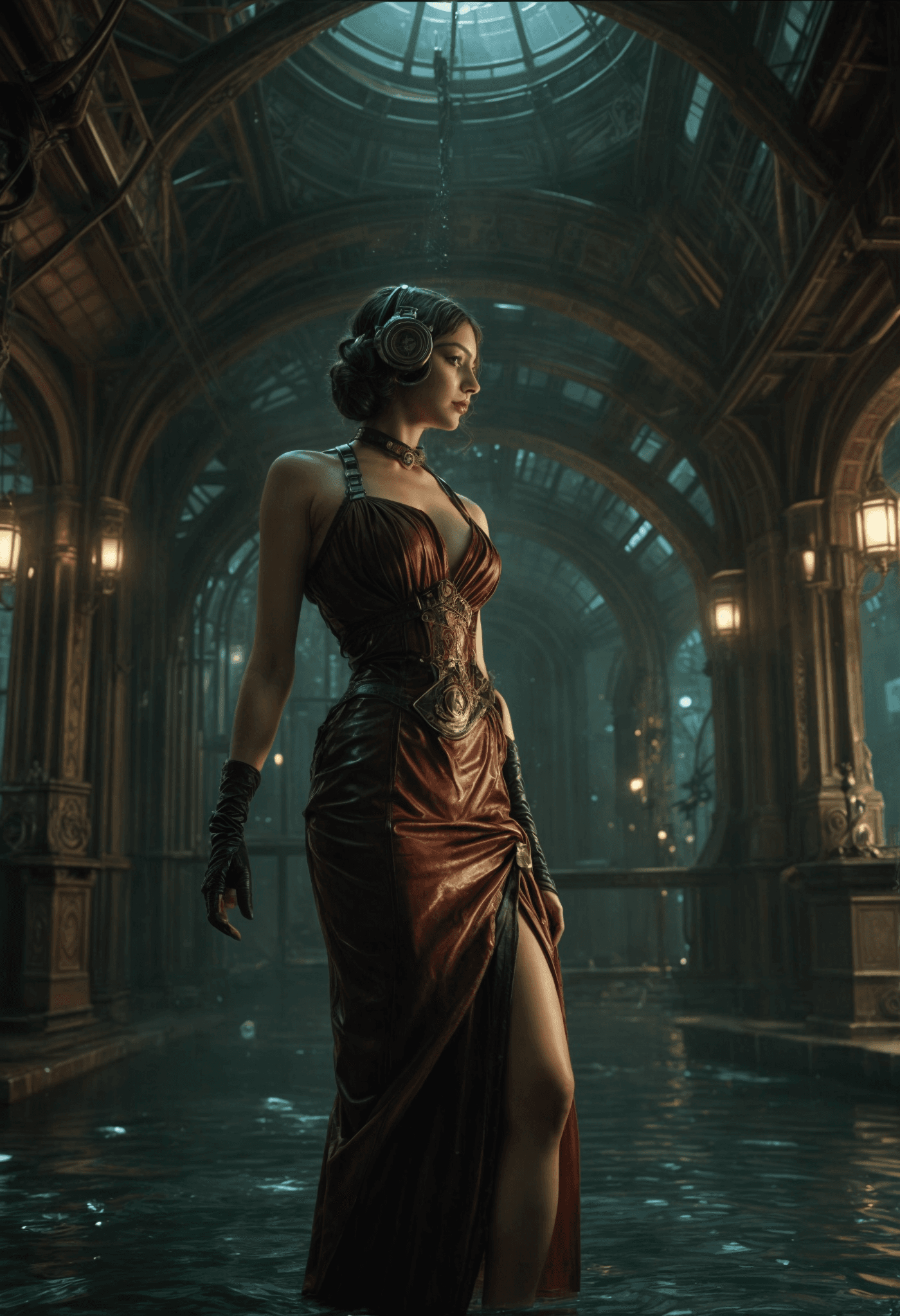 AI generated: art deco, 1950 th style, bioshock , ,mystique,underwater station,rapture city,different epic scenes