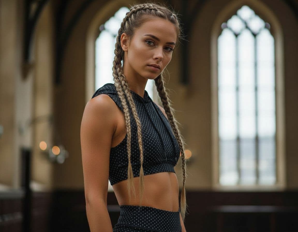 AI generated: landscape photography, Fitness Fashion close up on face photo of a 21-year Polish girl confident CEO...