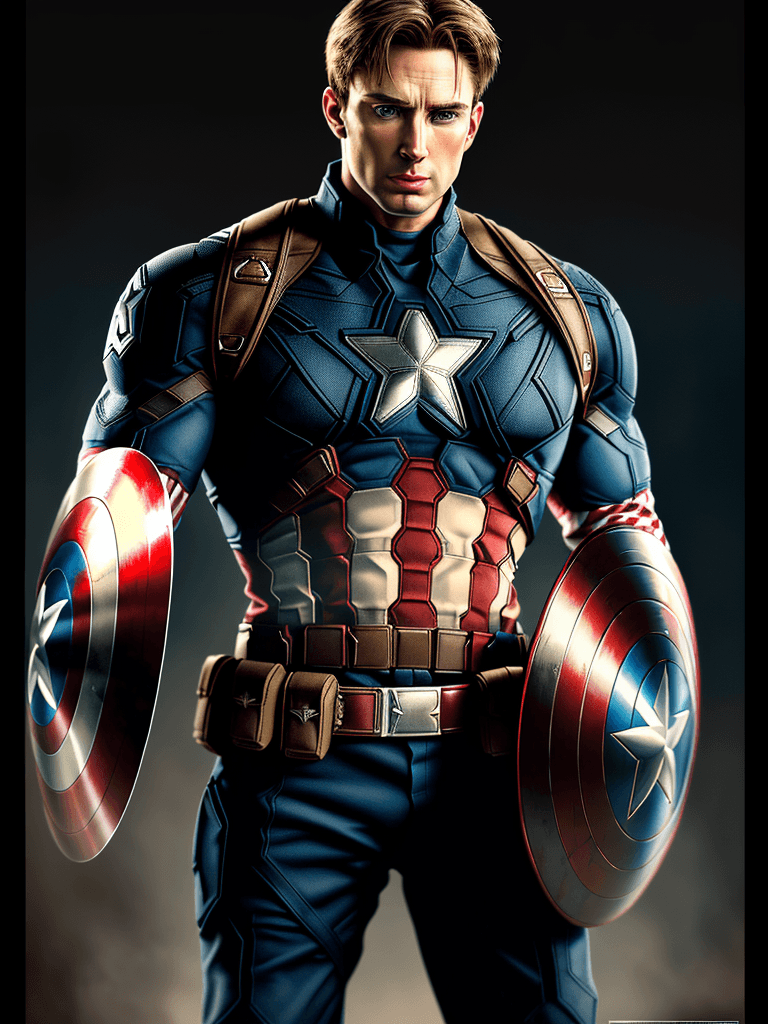 AI generated: Captain America in dynamics, highly detailed, packed with hidden details, style, high dynamic range,...