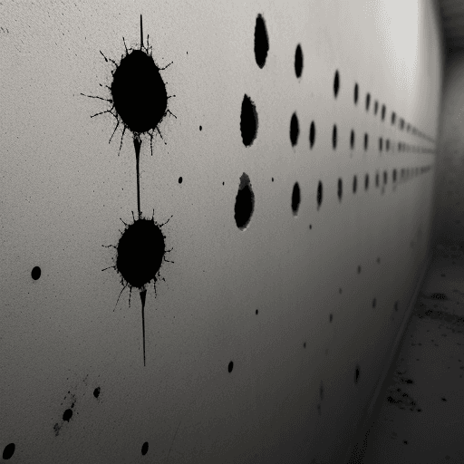 AI generated: wall with Bullet holes,black scratches،blood drops on wall