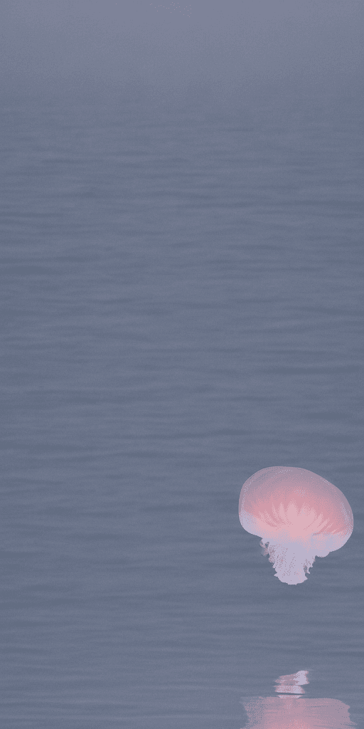 AI generated: A dreamy soft colour of a jellyfish flying over the sky. The ocean is calm. 