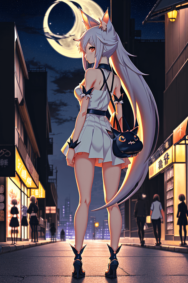 AI generated: anime, 2d, high detail anime, high detail, Kemonomimi, side body view, (lit beast ears) describes hu...