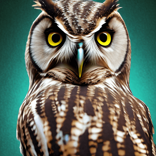 AI generated: Create a photo-realistic image of an owl giving a speech in front of an audience, with a science fic...