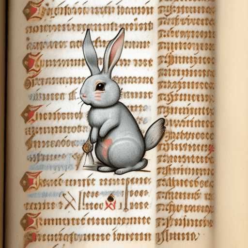 AI generated: medieval marginalia, drollery, rabbit, —ar 9:16