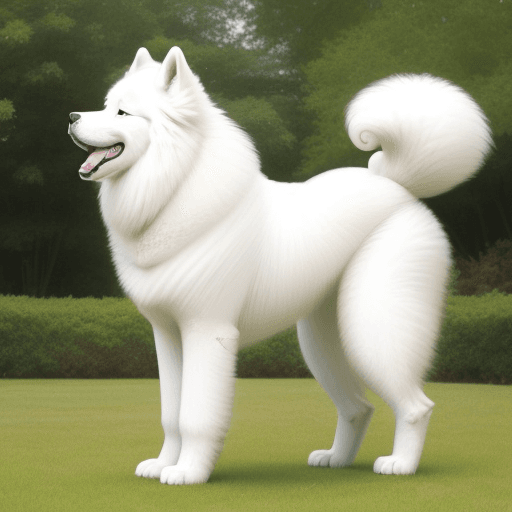 AI generated: samoyed dog standing on his 2 back legs 