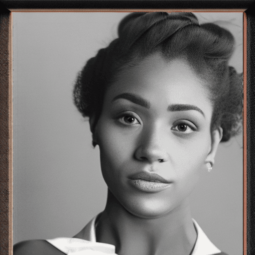 AI generated: A detailed portrait of a young black woman exuding elegance and natural grace. She has a voluminous ...
