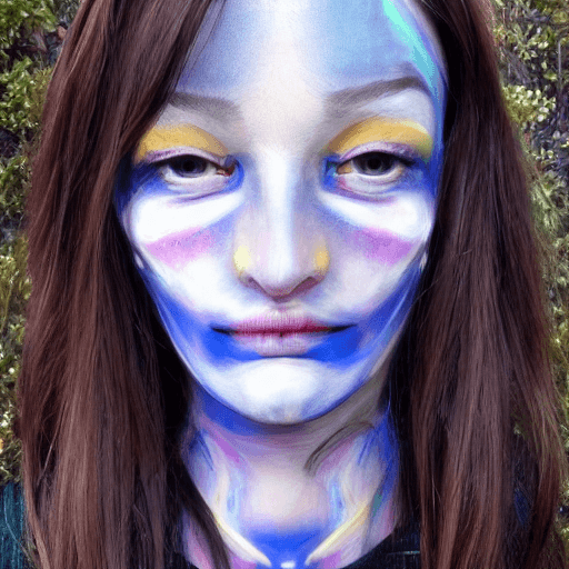 AI generated: realistic model face wearing a clothes inspired from art with starry night portrait in the back
