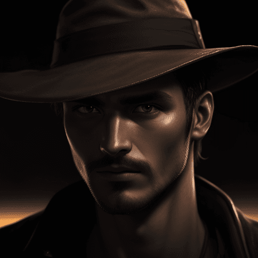 AI generated: man wanderer close-up on a dark background