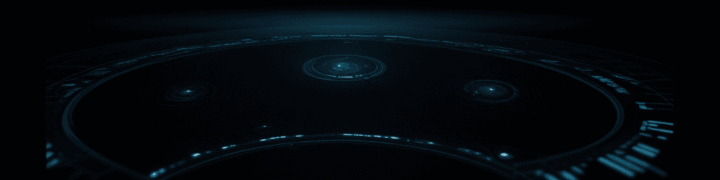AI generated: in the centre of a black ocean small snippets of alien code are generated