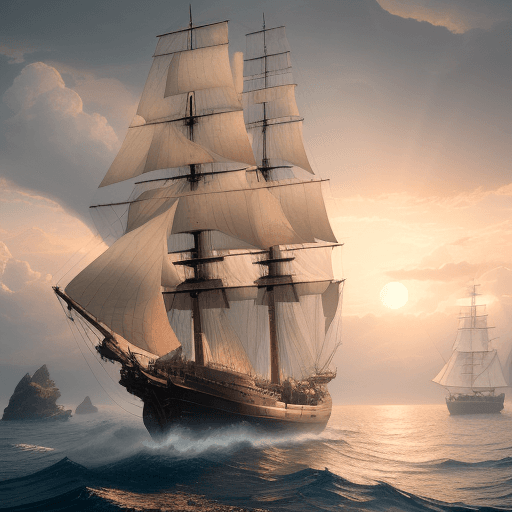 AI generated: Photo of a ultra realistic sailing ship, dramatic light, pale sunrise, cinematic lighting, battered,...