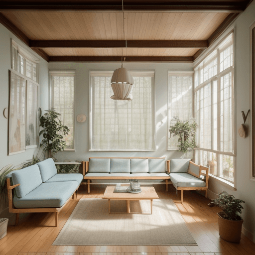 AI generated: High resolution photography interior design, dreamy sunken living room conversation pit, wooden floo...