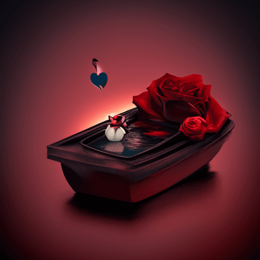 AI generated: A rose in aboat floating in hell
