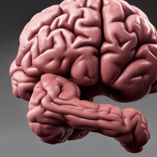 AI generated: A brain with two muscular arms bodybuilder-style. Extremely hypertrophied, with visibly dilated vein...