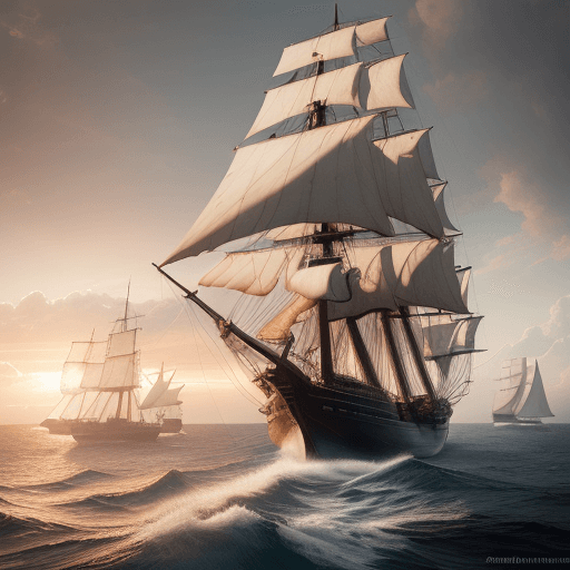 AI generated: Photo of a ultra realistic sailing ship, dramatic light, pale sunrise, cinematic lighting, battered,...