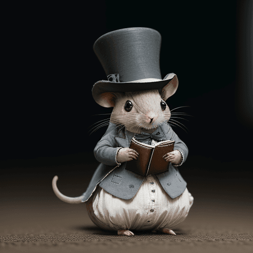 AI generated: cinematic film still award winning photo, style beatrix potter two cute grey mice, rust, epic, weari...