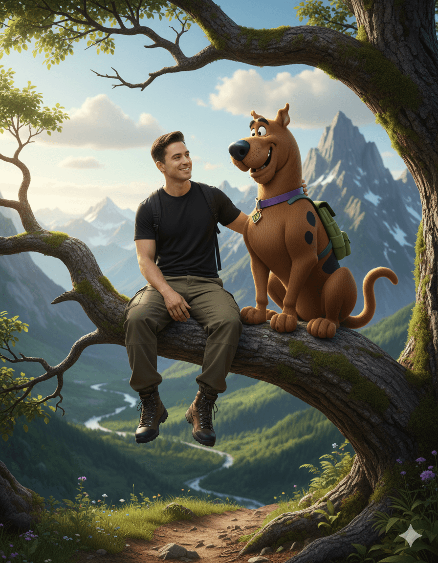 AI generated: Scooby Doo

"Produce a lifelike image of the man, wearing a black shirt and baggy pants and A 3D S...