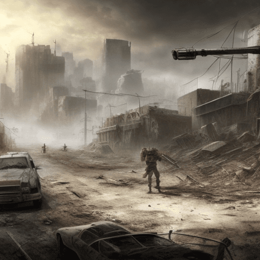 AI generated: post-apocalyptic battlefield,
High resolution 