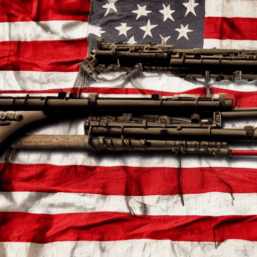 AI generated: An image of 2 rifles crossing each other in the middle, the end of the barrel of the rifle ends in t...