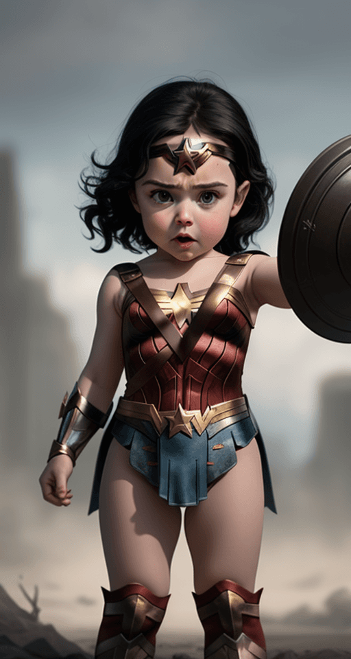 AI generated: Dramatic baby wonderwoman
