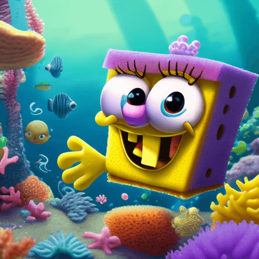 AI generated: photo of a very cute sponge bob under the sea, super detailed and with good lighting, nature, peacef...